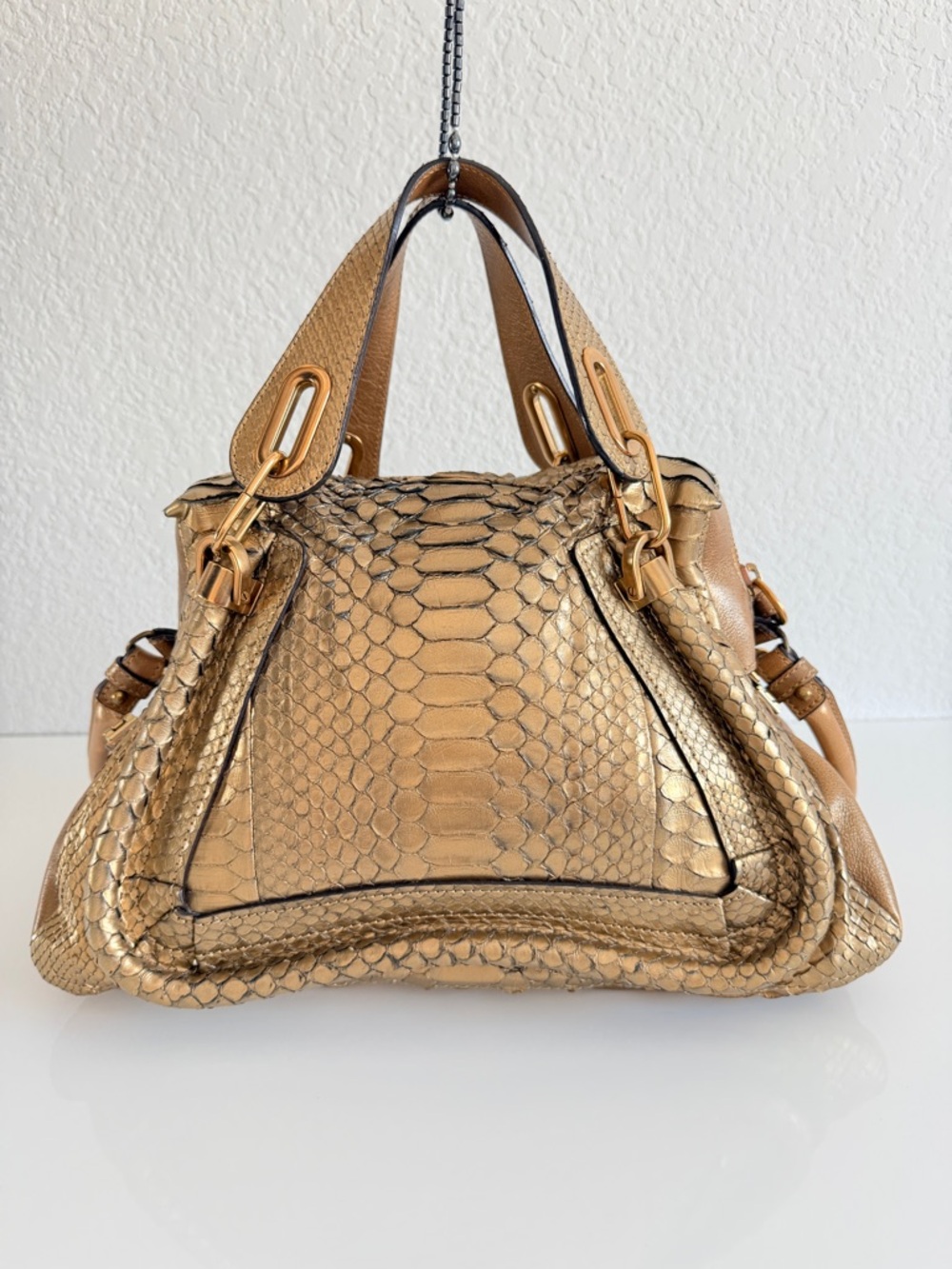 Chloe Gold Python paraty Handbag